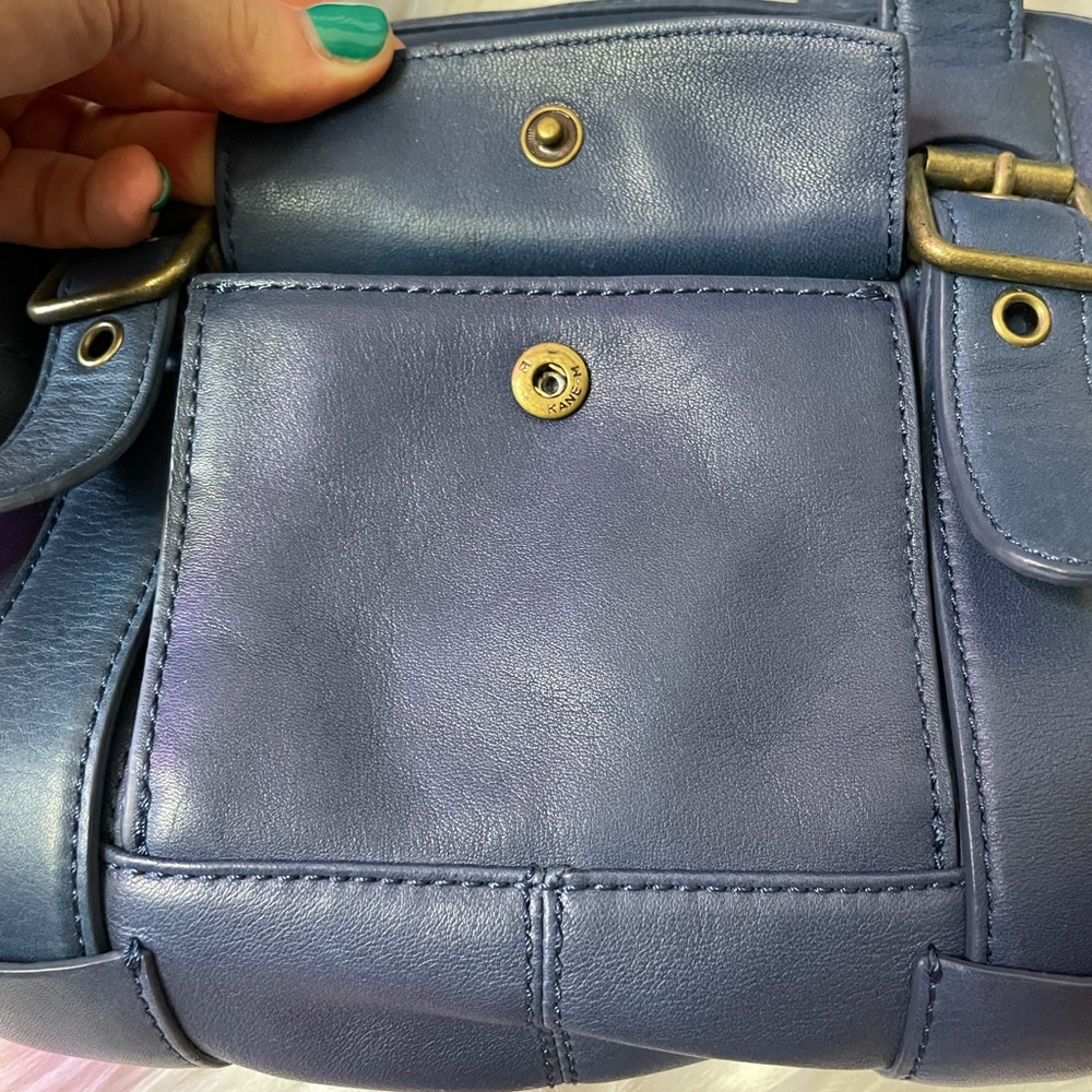 Marc Jacobs Navy Blue Leather Satchel with Gold Hardware - Picture 4 of 7